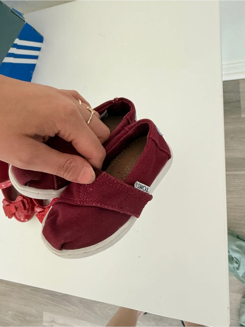 TOMS Kids Burgundy Slip-On Canvas Shoe
